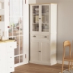 MOBILE DISPENSA A 5 LIVELLI CON CASSETTO CENTRALE IN MDF E TRUCIOLATO 76X40X182.5 CM BIANCO CREMA
