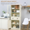 MOBILE DISPENSA A 5 LIVELLI CON CASSETTO CENTRALE IN MDF E TRUCIOLATO 76X40X182.5 CM BIANCO CREMA