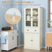 MOBILE DISPENSA A 5 LIVELLI CON CASSETTO CENTRALE IN MDF E TRUCIOLATO 76X40X182.5 CM BIANCO CREMA
