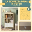 LIBRERIA PER BAMBINI  IN LEGNO CON RIPIANI APERTI E ARMADIETTO INFERIORE 80X30X140.5 CM BIANCO E COLOR LEGNO