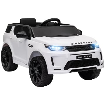MACCHINA ELETTRICA PER BAMBINI A LICENZA LAND ROVER CON FARI CLACSON E CINTURA106X65.5X51 CM BIANCO