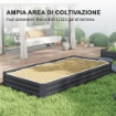LETTO PER ORTO RIALZATO IN ACCIAIO DA 835L CON FONDO APERTO 240X120X30 CM GRIGIO SCURO