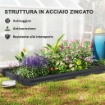 LETTO PER ORTO RIALZATO IN ACCIAIO DA 835L CON FONDO APERTO 240X120X30 CM GRIGIO SCURO