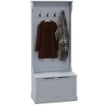 MOBILE APPENDIABITI 3 IN 1 CON 4 GANCI E PANCA CONTENITORE IN LEGNO 71.5X39.5X170 CM GRIGIO