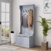 MOBILE APPENDIABITI 3 IN 1 CON 4 GANCI E PANCA CONTENITORE IN LEGNO 71.5X39.5X170 CM GRIGIO