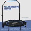 MINI TRAMPOLINO FITNESS Ø 102 CM PIEGHEVOLE CON MANUBRIO REGOLABILE IN ALTEZZA BLU