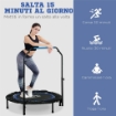 MINI TRAMPOLINO FITNESS Ø 102 CM PIEGHEVOLE CON MANUBRIO REGOLABILE IN ALTEZZA BLU
