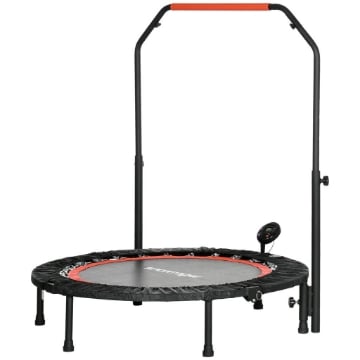 MINI TRAMPOLINO FITNESS Ø 102 CM CON MANUBRIO REGOLABILE TRAMPOLINO ELASTICO PIEGHEVOLE NERO