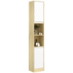 MOBILE COLONNA BAGNO SALVASPAZIO IN LEGNO CON 2 ARMADIETTI E RIPIANI 30X24X170 CM ROVERE E BIANCO