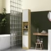 MOBILE COLONNA BAGNO SALVASPAZIO IN LEGNO CON 2 ARMADIETTI E RIPIANI 30X24X170 CM ROVERE E BIANCO