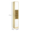 MOBILE COLONNA BAGNO SALVASPAZIO IN LEGNO CON 2 ARMADIETTI E RIPIANI 30X24X170 CM ROVERE E BIANCO