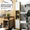 MOBILE COLONNA BAGNO SALVASPAZIO IN LEGNO CON 2 ARMADIETTI E RIPIANI 30X24X170 CM ROVERE E BIANCO