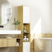 MOBILE COLONNA BAGNO SALVASPAZIO IN LEGNO CON 2 ARMADIETTI E RIPIANI 30X24X170 CM ROVERE E BIANCO
