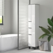 MOBILE COLONNA BAGNO CON 2 ARMADIETTI CON RIPIANI REGOLABILI E CASSETTO 34X32X190 CM BIANCO