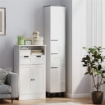 MOBILE COLONNA BAGNO CON 2 ARMADIETTI CON RIPIANI REGOLABILI E CASSETTO 34X32X190 CM BIANCO
