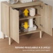 MOBILE CONTENITORE IN LEGNO A 2 LIVELLI CON RIPIANO REGOLABILE SU 3 LIVELLI, 78X40X77.5 CM COLOR ROVERE