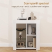 MOBILE CONTENITORE A LED CON 3 RIPIANI APERTI E ARMADIETTO A 2 LIVELLI IN LEGNO E VETRO 75X40.1X83 CM BIANCO