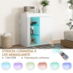 MOBILE CONTENITORE A LED CON 3 RIPIANI APERTI E ARMADIETTO A 2 LIVELLI IN LEGNO E VETRO 75X40.1X83 CM BIANCO