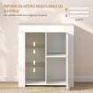MOBILE CONTENITORE A LED CON 3 RIPIANI APERTI E ARMADIETTO A 2 LIVELLI IN LEGNO E VETRO 75X40.1X83 CM BIANCO
