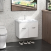 MOBILE BAGNO SOSPESO CON LAVABO ARMADIETTO A 2 ANTE CON CERNIERE AMMORTIZZATE 61X40X50 CM BIANCO LUCIDO