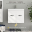 MOBILE BAGNO SOSPESO CON LAVABO ARMADIETTO A 2 ANTE CON CERNIERE AMMORTIZZATE 61X40X50 CM BIANCO LUCIDO