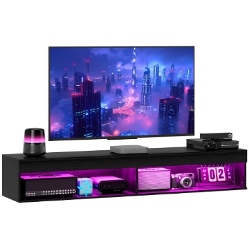 MOBILE PORTA TV FINO 75" SOSPESO CON LUCI LED 16 COLORI E TELECOMANDO 180X40X30 CM NERO