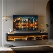MOBILE PORTA TV FINO 75" SOSPESO CON LUCI LED 16 COLORI E TELECOMANDO 180X40X30 CM NERO