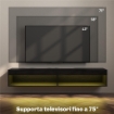 MOBILE PORTA TV FINO 75" SOSPESO CON LUCI LED 16 COLORI E TELECOMANDO 180X40X30 CM NERO