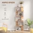 MOBILE LIBRERIA IN LEGNO A 5 RIPIANI CON DIVISORIO 60X24X184.5 CM COLOR LEGNO