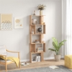 MOBILE LIBRERIA IN LEGNO A 5 RIPIANI CON DIVISORIO 60X24X184.5 CM COLOR LEGNO