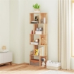 MOBILE LIBRERIA IN LEGNO A 5 RIPIANI CON DIVISORIO 60X24X184.5 CM COLOR LEGNO