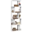MOBILE LIBRERIA IN LEGNO A 5 RIPIANI CON DIVISORIO 60X24X184.5 CM BIANCO