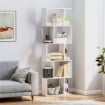 MOBILE LIBRERIA IN LEGNO A 5 RIPIANI CON DIVISORIO 60X24X184.5 CM BIANCO