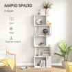 MOBILE LIBRERIA IN LEGNO A 5 RIPIANI CON DIVISORIO 60X24X184.5 CM BIANCO