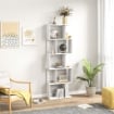 MOBILE LIBRERIA IN LEGNO A 5 RIPIANI CON DIVISORIO 60X24X184.5 CM BIANCO