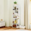 MOBILE LIBRERIA IN LEGNO A 5 RIPIANI CON DIVISORIO 60X24X184.5 CM BIANCO