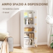 MOBILE MULTIUSO MODERNO CON 5 RIPIANI E LIVELLI REGOLABILI IN LEGNO 60X31.5X165 CM BIANCO