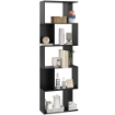 MOBILE LIBRERIA IN LEGNO A 5 RIPIANI DESIGN MODERNO IN LEGNO 60X24X184.5 CM NERO