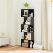 MOBILE LIBRERIA IN LEGNO A 5 RIPIANI DESIGN MODERNO IN LEGNO 60X24X184.5 CM NERO