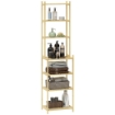 MOBILE SCAFFALE BAGNO A 7 RIPIANI PORTAOGGETTI IN BAMBÙ 44X33X180 CM COLOR LEGNO