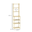MOBILE SCAFFALE BAGNO A 7 RIPIANI PORTAOGGETTI IN BAMBÙ 44X33X180 CM COLOR LEGNO