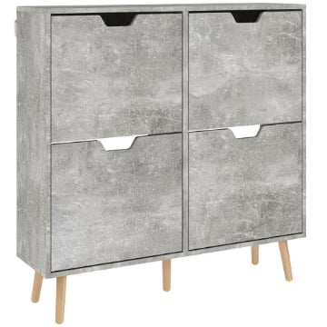 MOBILE SCARPIERA CON 4 CASSETTI RIBALTABILI A 2 LIVELLI PER 16 PAIA IN LEGNO 95X26X95 CM GRIGIO