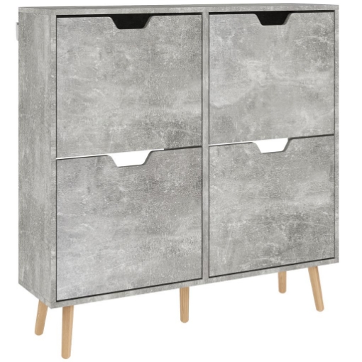 MOBILE SCARPIERA CON 4 CASSETTI RIBALTABILI A 2 LIVELLI PER 16 PAIA IN LEGNO 95X26X95 CM GRIGIO