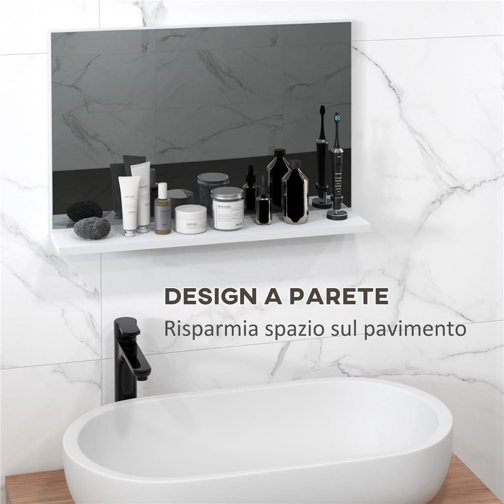 VidaXL Specchio da Parete con Mensola 30x50 cm in Vetro Temperato