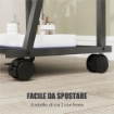 SPECCHIO VERTICALE DA TERRA CON 2 RIPIANI E 4 ROTELLE IN ACCIAIO E LEGNO 42X37X155 CM NERO