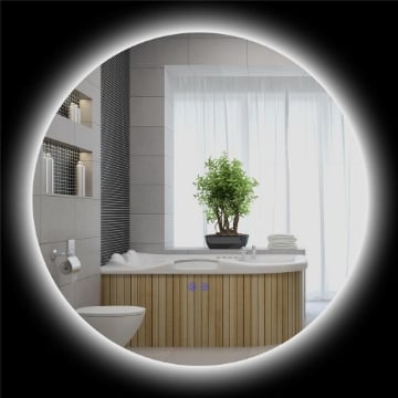 SPECCHIO BAGNO CON LUCI LED REGOLABILI INTERRUTTORI TOUCH E DESIGN ANTIAPPANNAMENTO Ø 70 CM