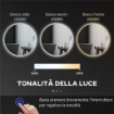 SPECCHIO BAGNO CON LUCI LED REGOLABILI INTERRUTTORI TOUCH E DESIGN ANTIAPPANNAMENTO Ø 70 CM