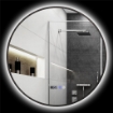 SPECCHIO BAGNO CON LUCE LED REGOLABILE ANTIAPPANNAMENTO E DISPLAY TEMPO E TEMPERATURA Ø 70 CM NERO