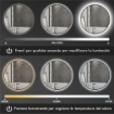 SPECCHIO BAGNO CON LUCE LED REGOLABILE ANTIAPPANNAMENTO E DISPLAY TEMPO E TEMPERATURA Ø 70 CM NERO