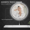 SPECCHIO BAGNO CON LUCE LED REGOLABILE ANTIAPPANNAMENTO E DISPLAY TEMPO E TEMPERATURA Ø 70 CM NERO